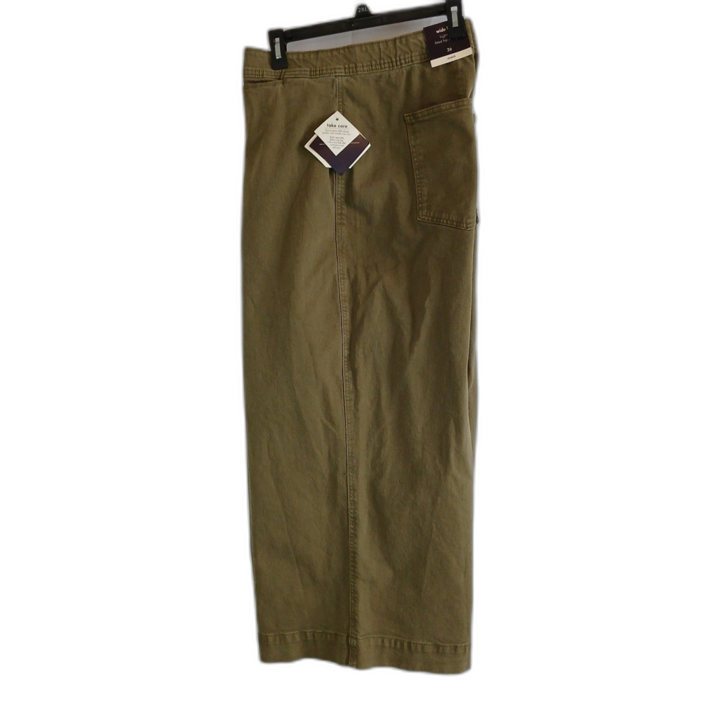 Ava & Viv Wide Leg Jeans NWT Sz 26 Green Stretch Comfort Waist Casual Travel